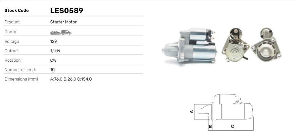 LE Part önindító - LES0589 - TothCarparts