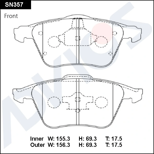ADVICS fékbetétkészlet, tárcsafék - SN357 - TothCarparts