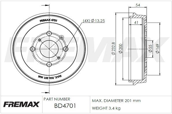 FREMAX fékdob - BD-4701 - TothCarparts