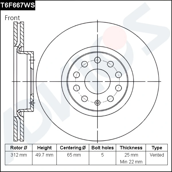 ADVICS féktárcsa - T6F667WS - TothCarparts