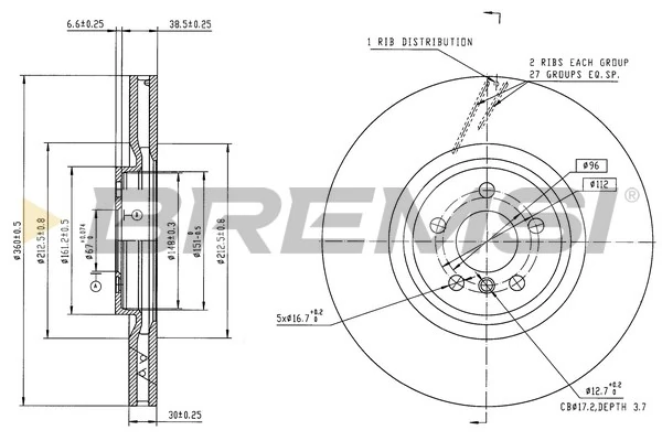BREMSI féktárcsa - CD9025VRD - TothCarparts