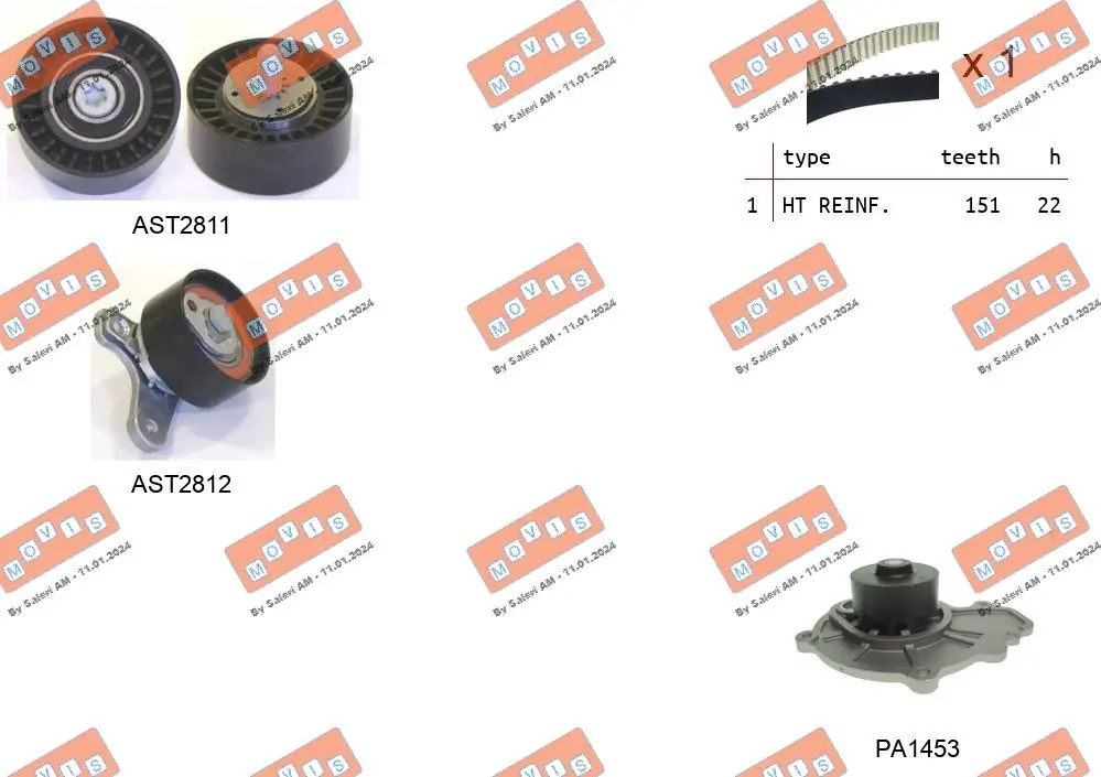 MOVIS Vízpumpa + fogasszíj készlet - ASTK1128PA - TothCarparts