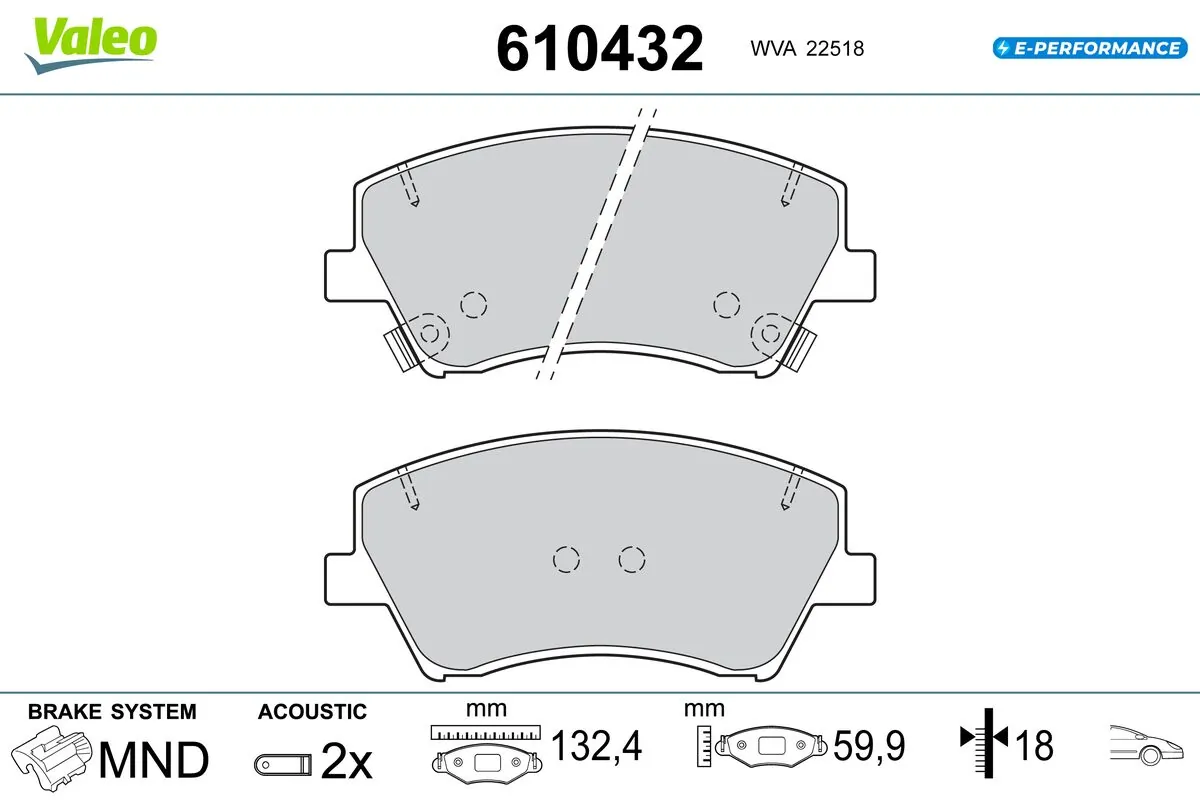 VALEO fékbetétkészlet, tárcsafék - 610432 - TothCarparts