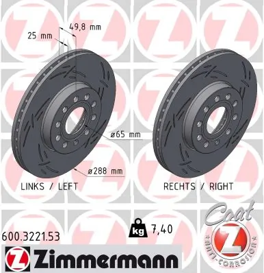 ZIMMERMANN féktárcsa - 600.3221.53 - TothCarparts