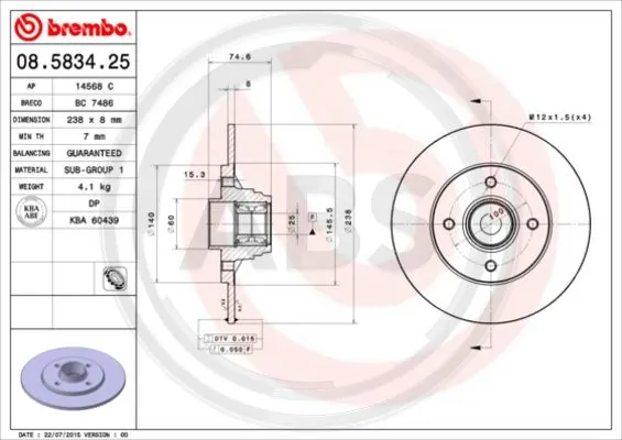 A.B.S. féktárcsa - 08.5834.20 - TothCarparts