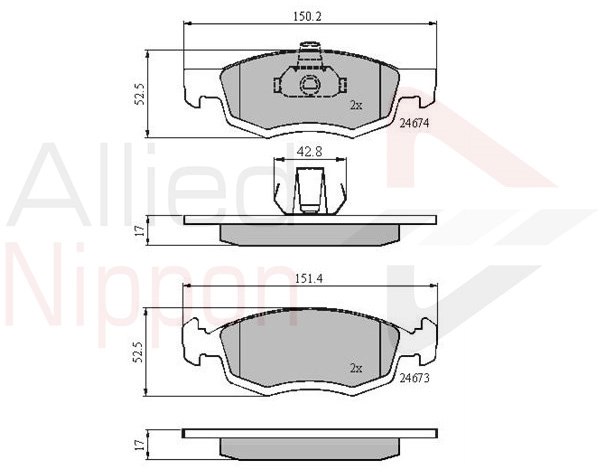 ALLIED NIPPON fékbetétkészlet, tárcsafék - ADB01791 - TothCarparts