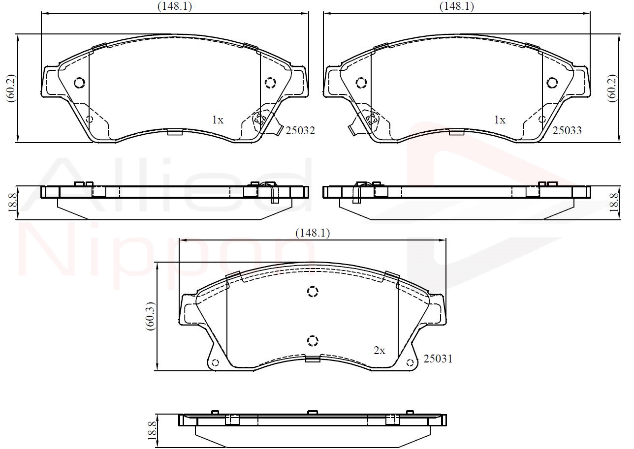 ALLIED NIPPON fékbetétkészlet, tárcsafék - ADB32038 - TothCarparts