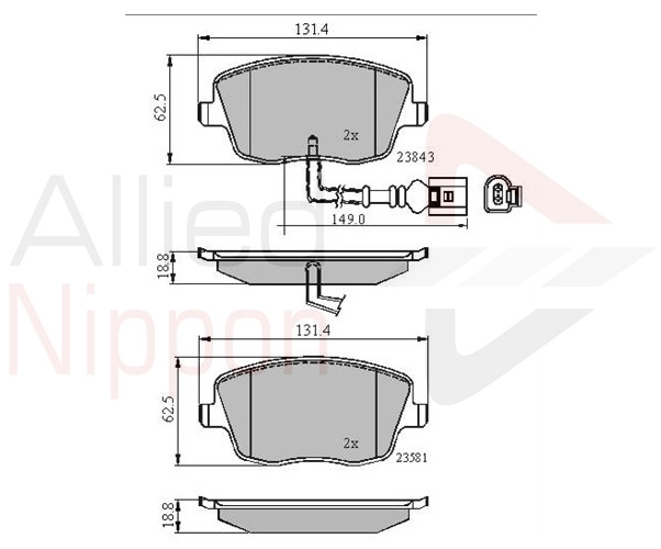 ALLIED NIPPON fékbetétkészlet, tárcsafék - ADB11147 - TothCarparts