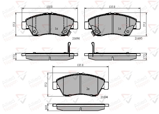 ALLIED NIPPON fékbetétkészlet, tárcsafék - ADB32009 - TothCarparts