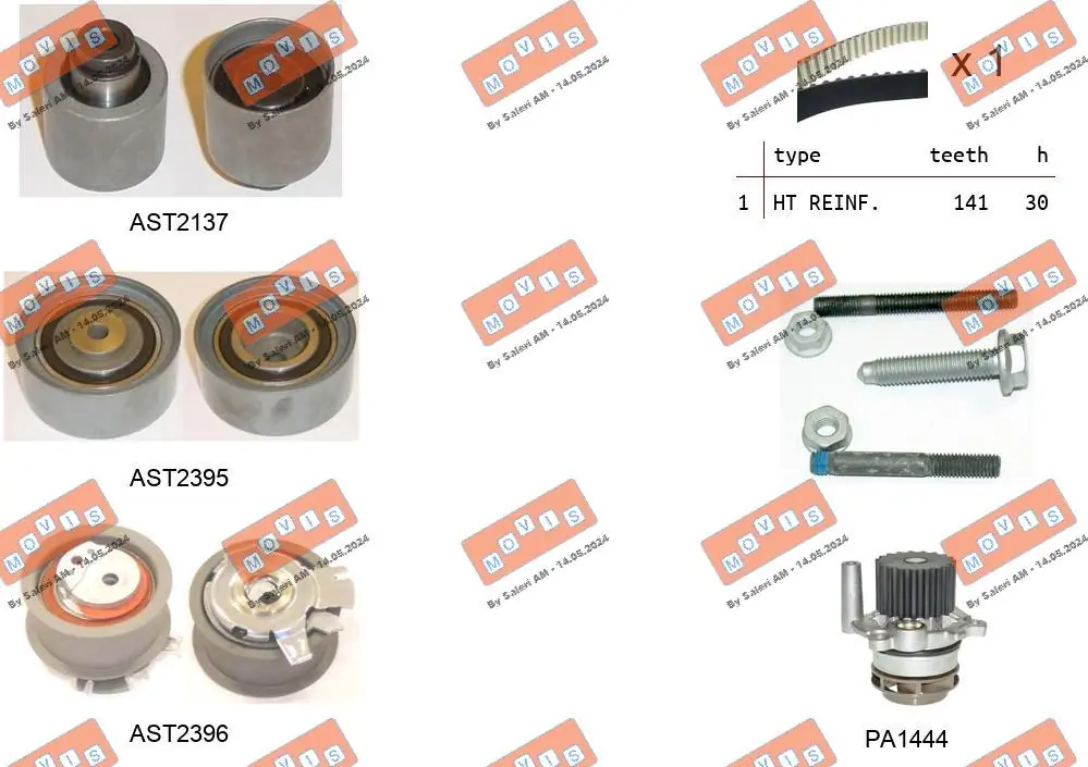 MOVIS Vízpumpa + fogasszíj készlet - ASTK0929PA2 - TothCarparts