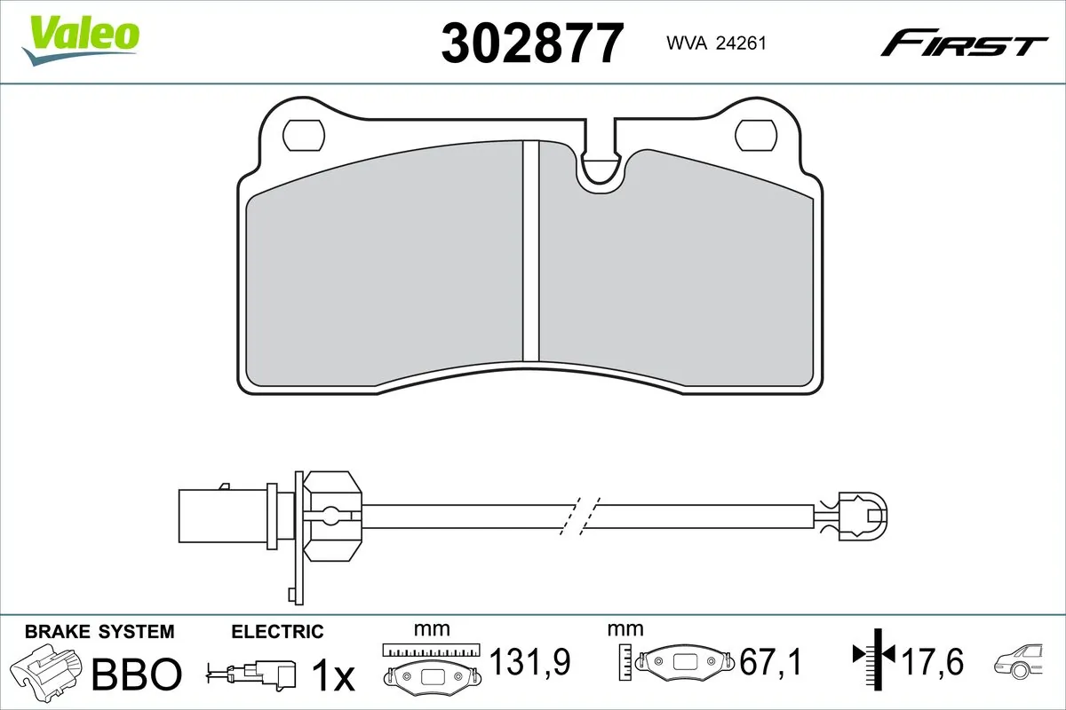 VALEO fékbetétkészlet, tárcsafék - 302877 - TothCarparts