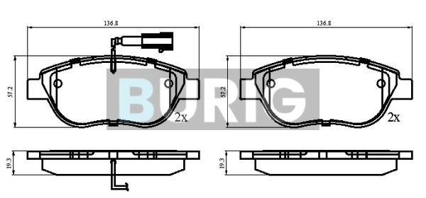 Burig fékbetétkészlet, tárcsafék - B020634 - TothCarparts