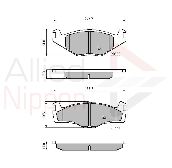 ALLIED NIPPON fékbetétkészlet, tárcsafék - ADB0703 - TothCarparts