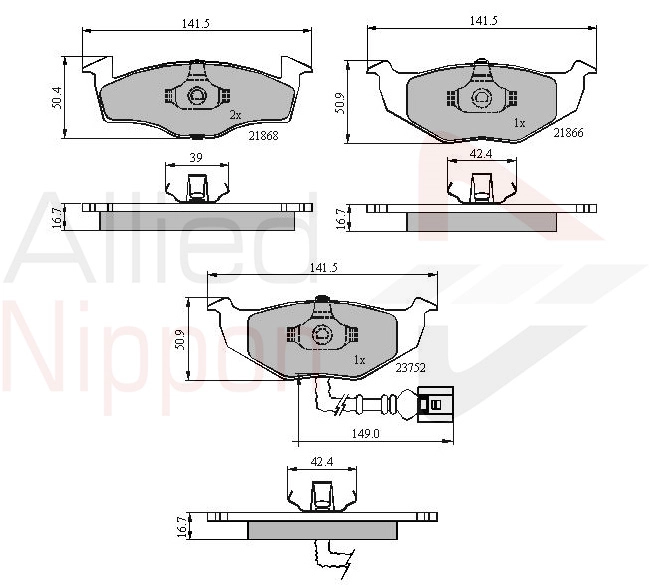 ALLIED NIPPON fékbetétkészlet, tárcsafék - ADB1707 - TothCarparts