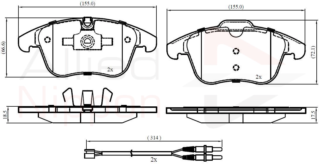 ALLIED NIPPON fékbetétkészlet, tárcsafék - ADB22002 - TothCarparts