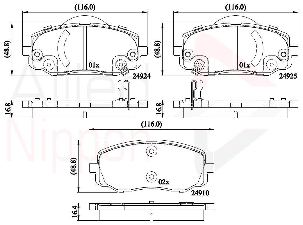 ALLIED NIPPON fékbetétkészlet, tárcsafék - ADB36008 - TothCarparts