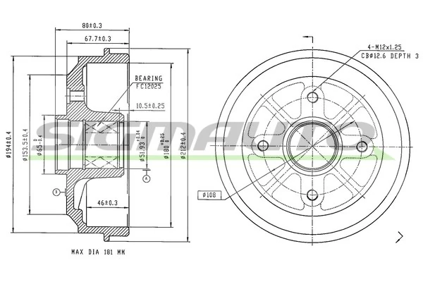 SIGMAUTO fékdob - DR5153B - TothCarparts
