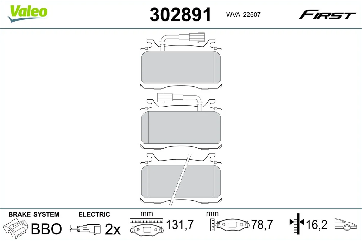 VALEO fékbetétkészlet, tárcsafék - 302891 - TothCarparts