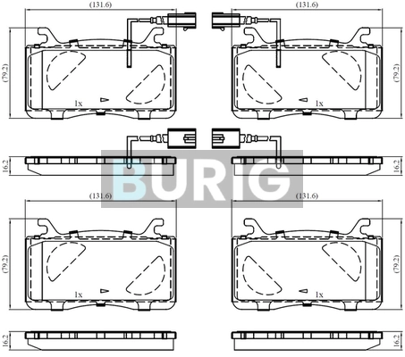Burig fékbetétkészlet, tárcsafék - B020638 - TothCarparts