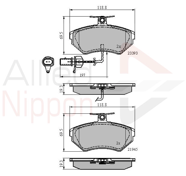 ALLIED NIPPON fékbetétkészlet, tárcsafék - ADB1736 - TothCarparts