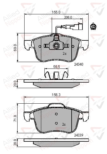 ALLIED NIPPON fékbetétkészlet, tárcsafék - ADB11718 - TothCarparts