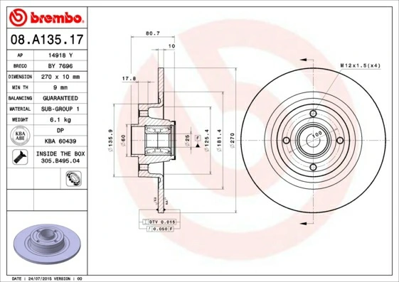 A.B.S. féktárcsa - 08.A135.10 - TothCarparts
