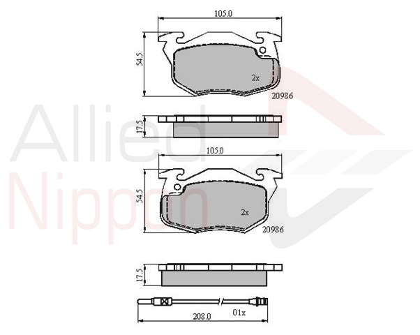 ALLIED NIPPON fékbetétkészlet, tárcsafék - ADB21615 - TothCarparts