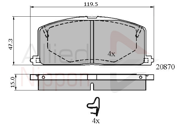 ALLIED NIPPON fékbetétkészlet, tárcsafék - ADB3163 - TothCarparts