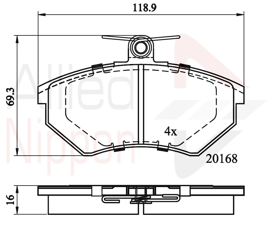 ALLIED NIPPON fékbetétkészlet, tárcsafék - ADB0152 - TothCarparts