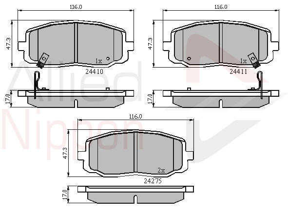 ALLIED NIPPON fékbetétkészlet, tárcsafék - ADB31319 - TothCarparts