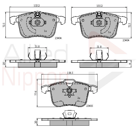 ALLIED NIPPON fékbetétkészlet, tárcsafék - ADB01593 - TothCarparts