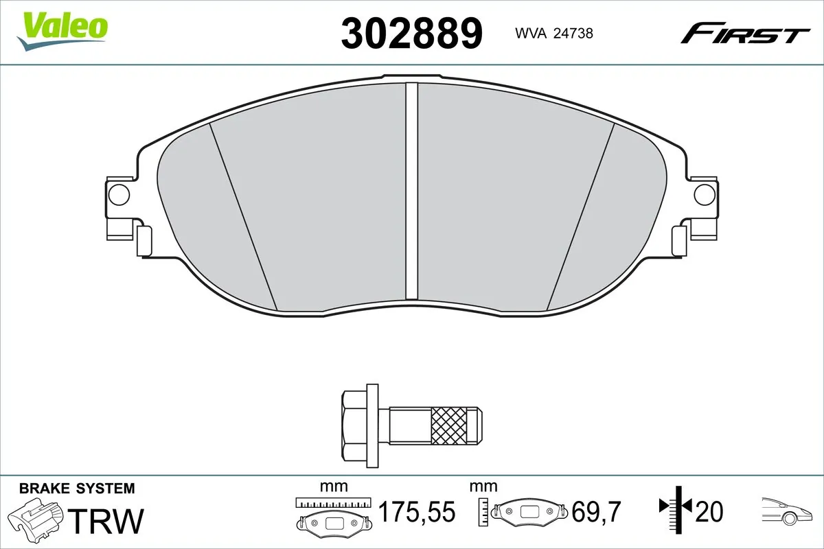 VALEO fékbetétkészlet, tárcsafék - 302889 - TothCarparts