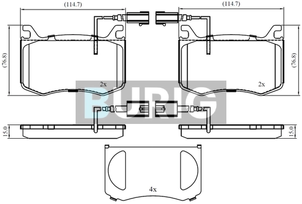 Burig fékbetétkészlet, tárcsafék - B020717 - TothCarparts