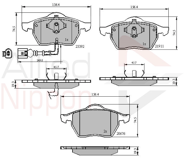 ALLIED NIPPON fékbetétkészlet, tárcsafék - ADB11111 - TothCarparts