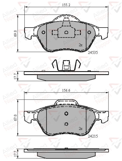ALLIED NIPPON fékbetétkészlet, tárcsafék - ADB02017 - TothCarparts