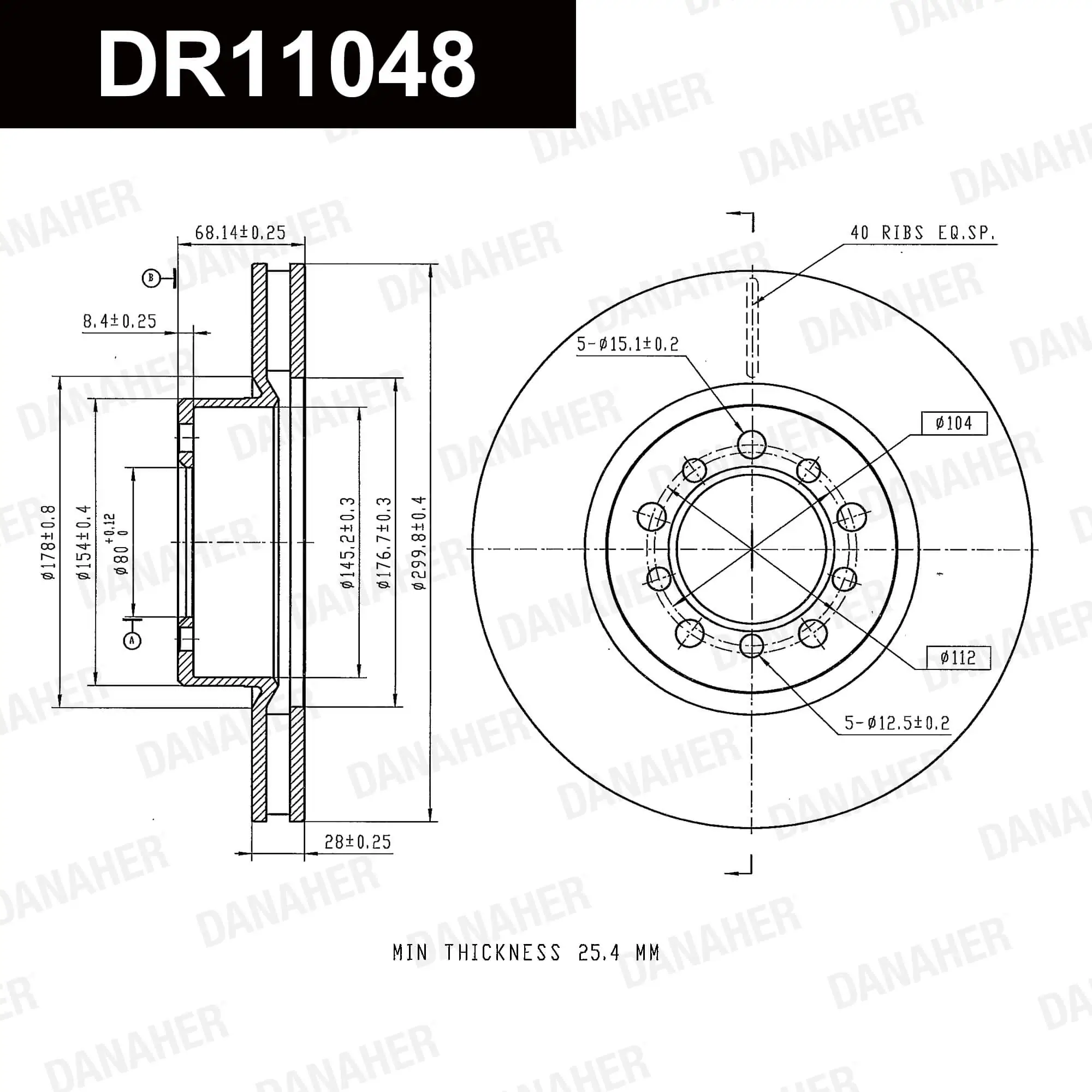 DANAHER féktárcsa - DR11048 - TothCarparts