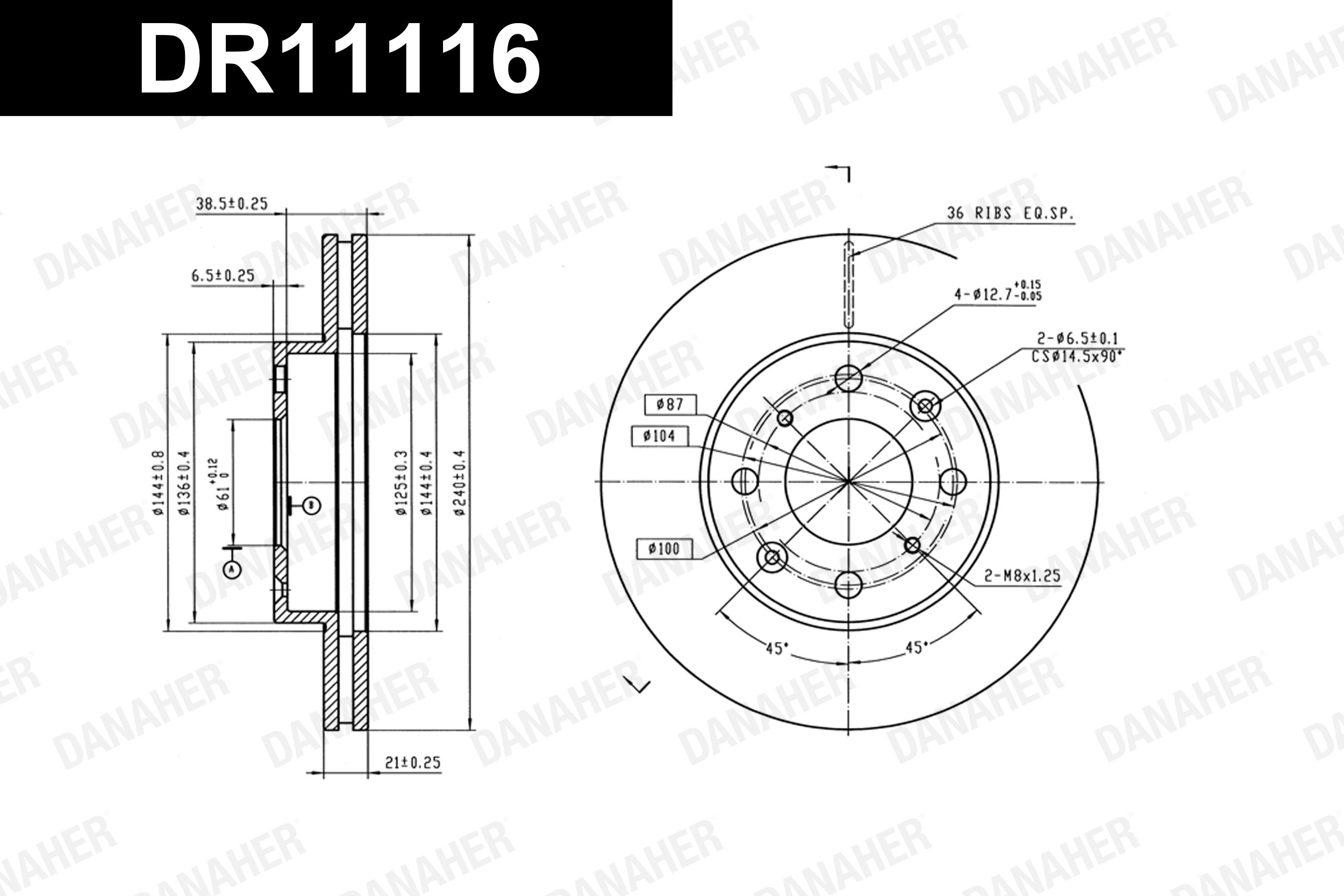 DANAHER féktárcsa - DR11116 - TothCarparts