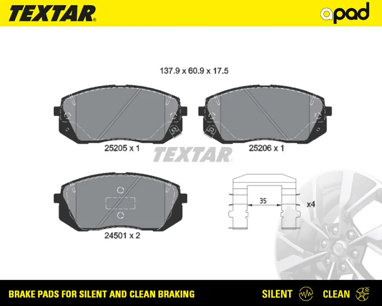 TEXTAR fékbetétkészlet, tárcsafék - 2520501SC - TothCarparts