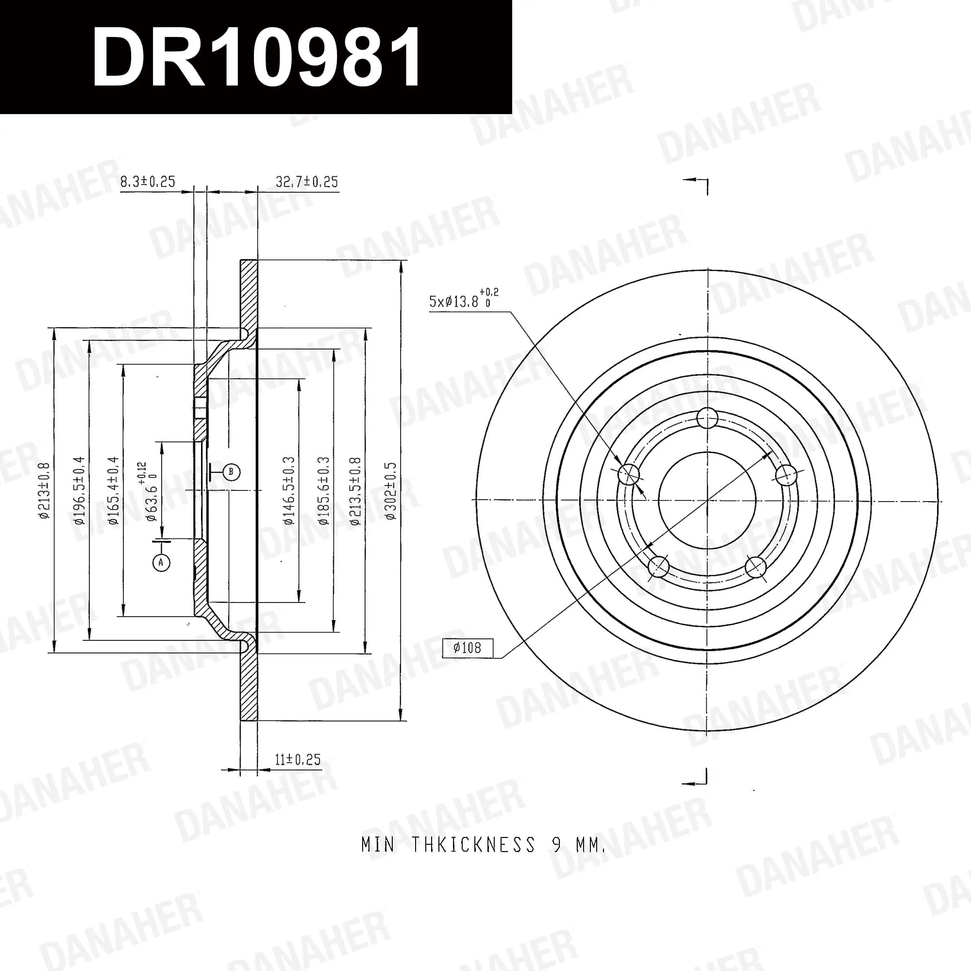 DANAHER féktárcsa - DR10981 - TothCarparts