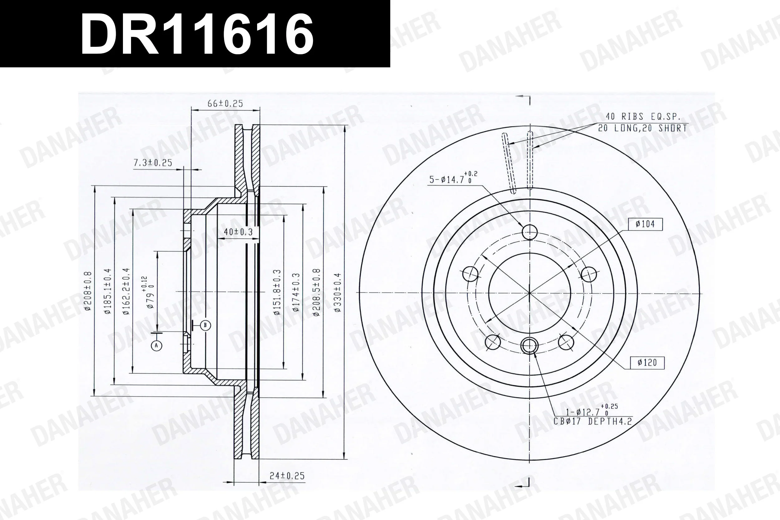 DANAHER féktárcsa - DR11616 - TothCarparts