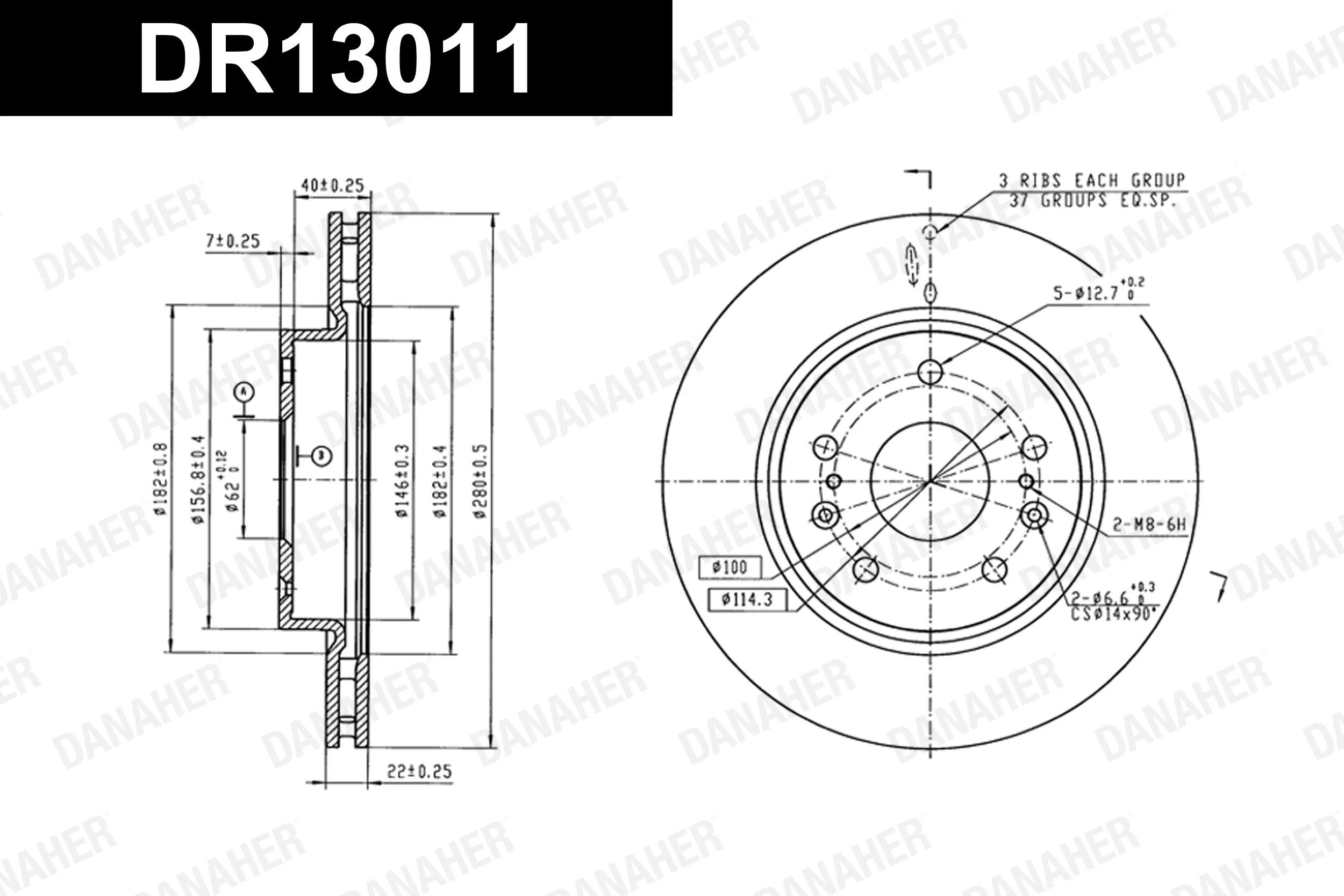 DANAHER féktárcsa - DR13011 - TothCarparts