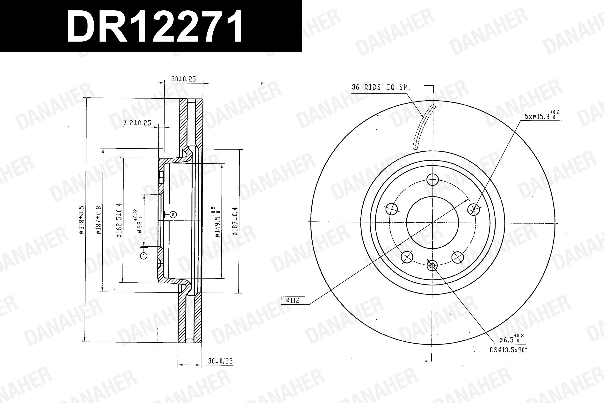 DANAHER féktárcsa - DR12271 - TothCarparts