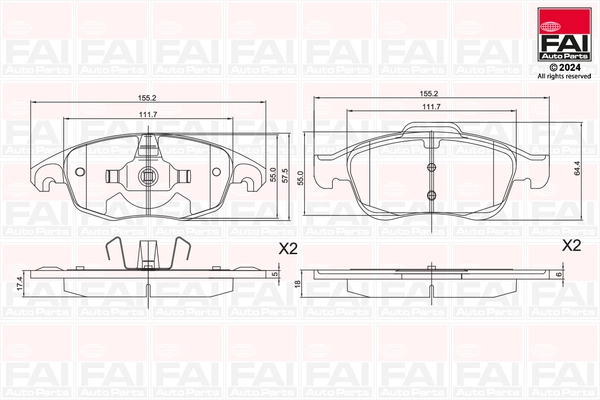 FAI AutoParts fékbetétkészlet, tárcsafék - BP121 - TothCarparts