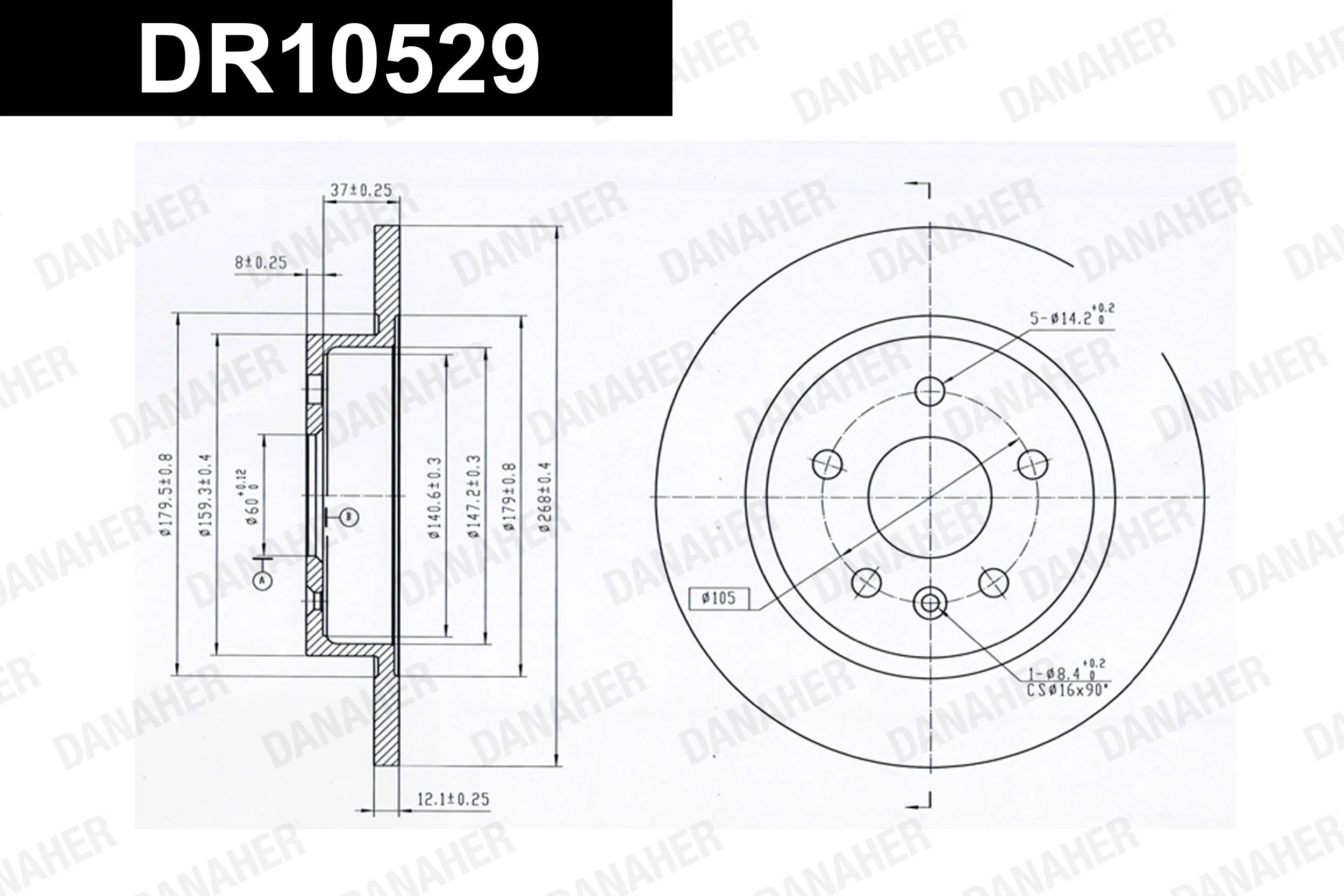 DANAHER féktárcsa - DR10529 - TothCarparts