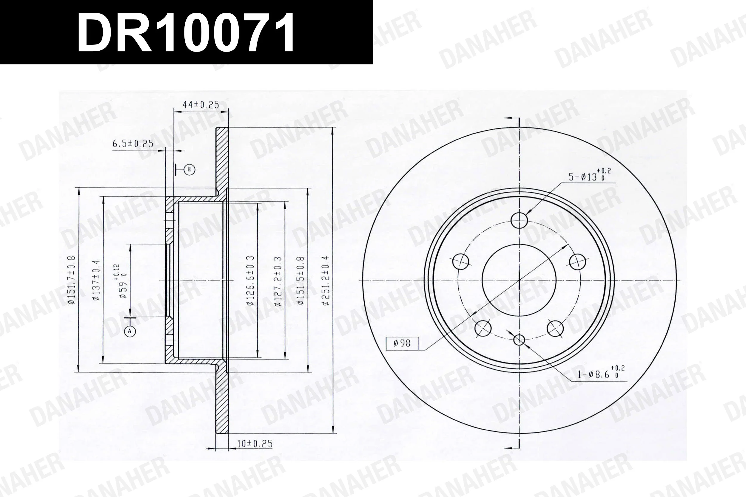 DANAHER féktárcsa - DR10071 - TothCarparts