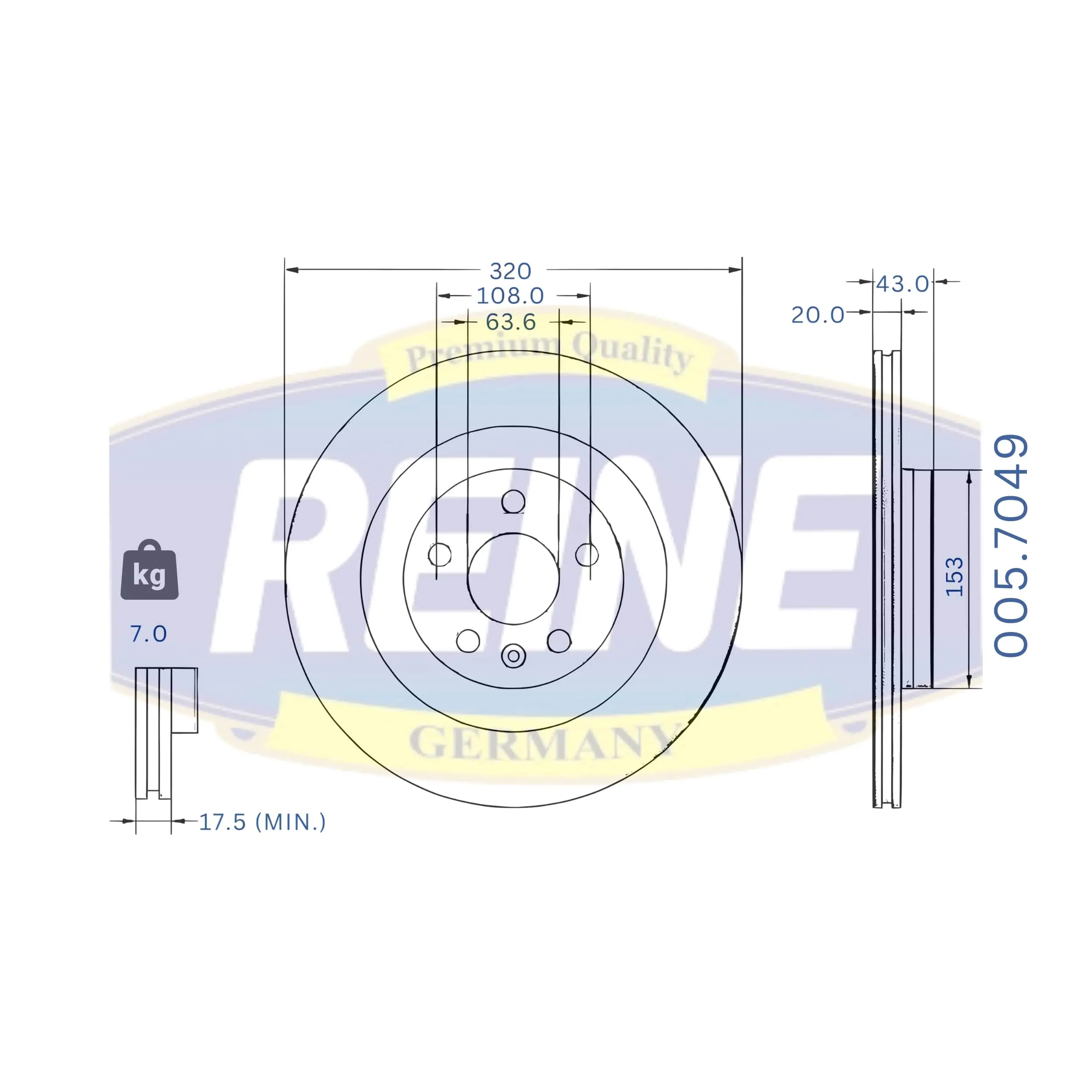 REINE GERMANY féktárcsa - .005.7049 - TothCarparts