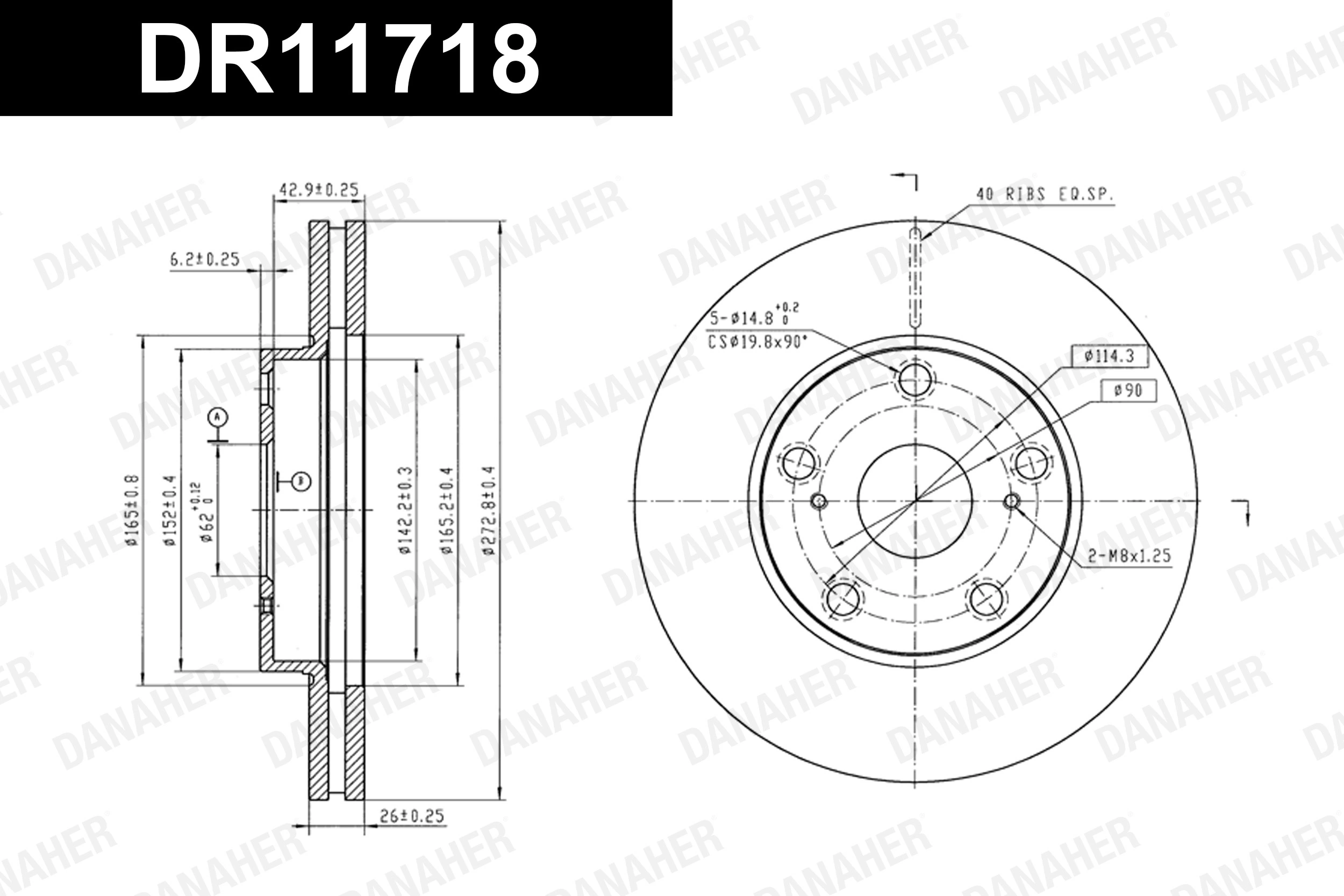 DANAHER féktárcsa - DR11718 - TothCarparts