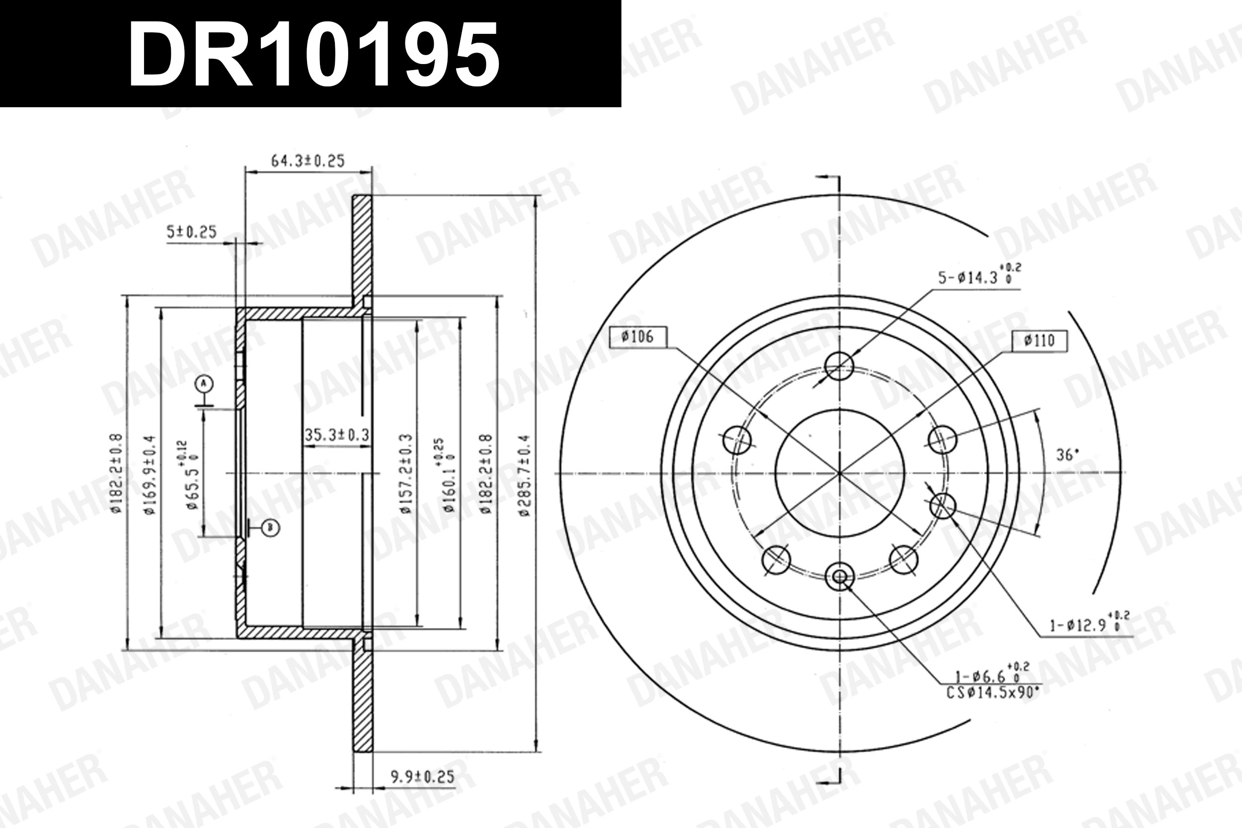 DANAHER féktárcsa - DR10195 - TothCarparts