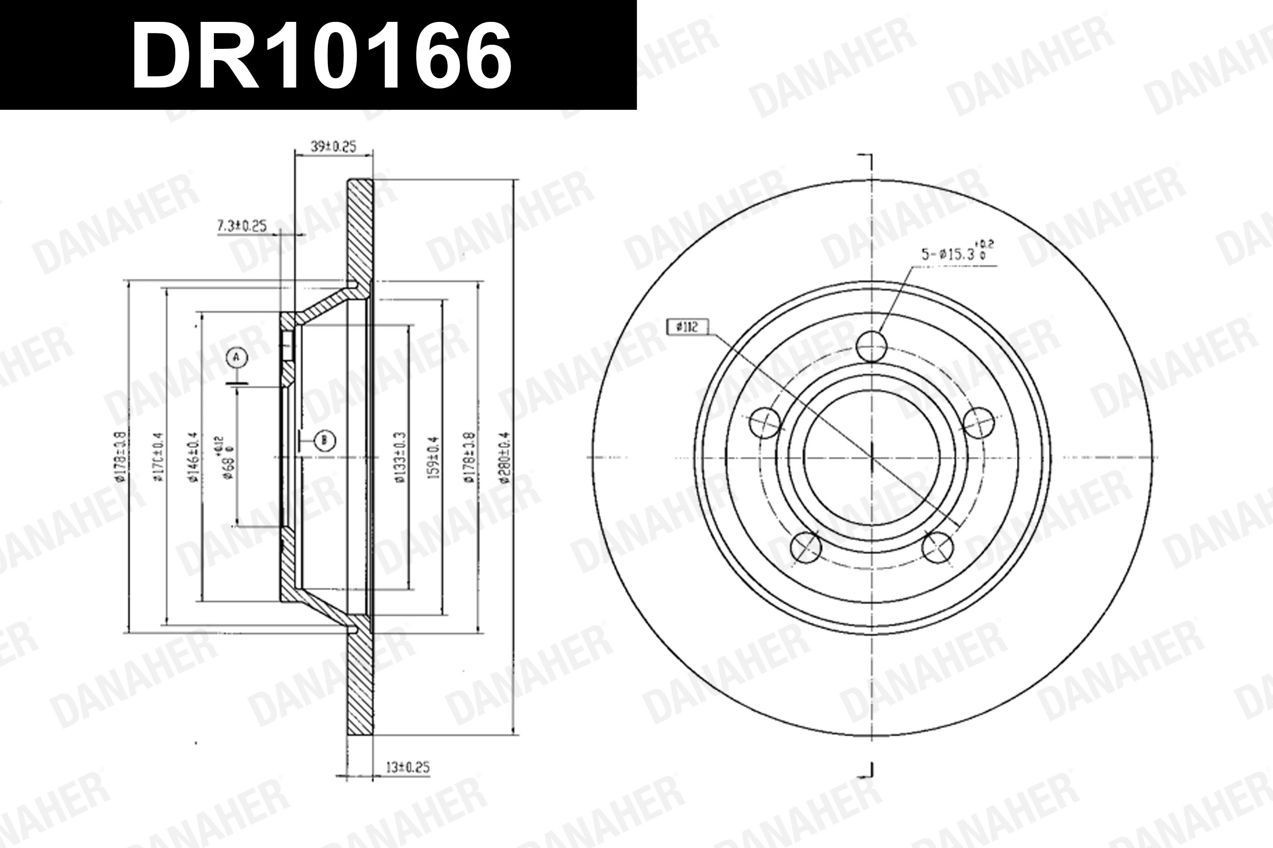 DANAHER féktárcsa - DR10166 - TothCarparts