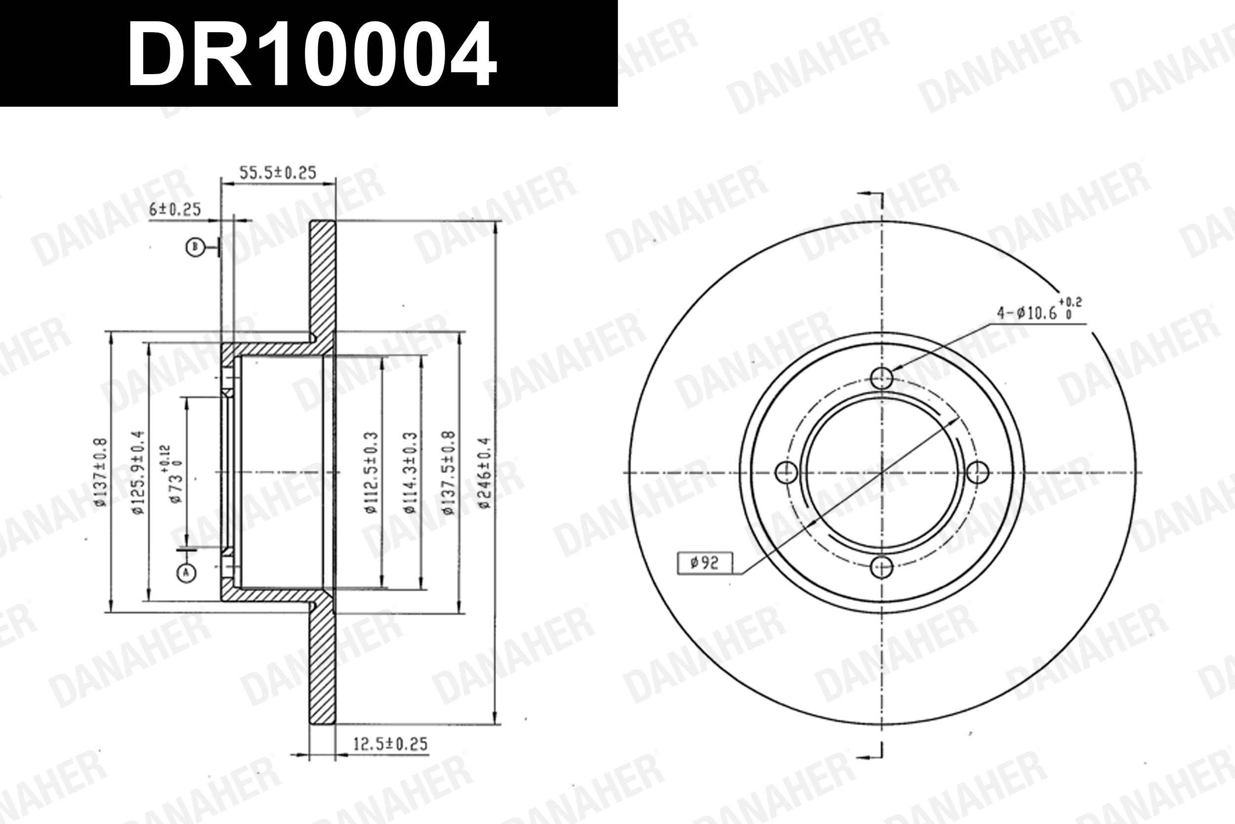 DANAHER féktárcsa - DR10004 - TothCarparts